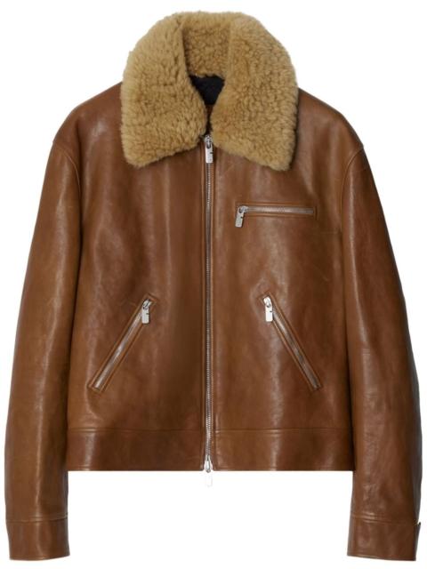 Burberry shearling-collar leather jacket