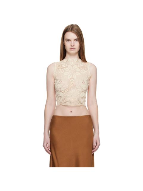 MAGDA BUTRYM Off White Lace Crochet Round-Neck Top