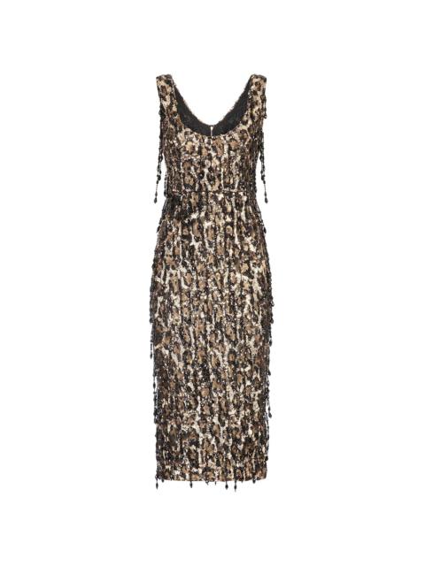 leopard sequin-embellished sheath dress