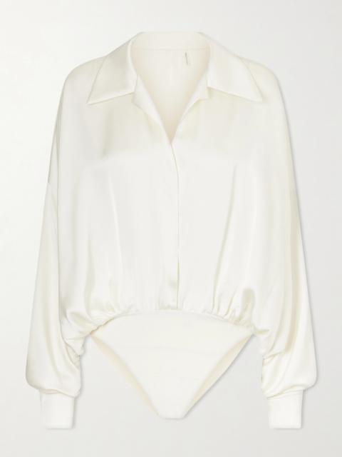 NORMA KAMALI Boyfriend Shirt Satin Bodysuit
