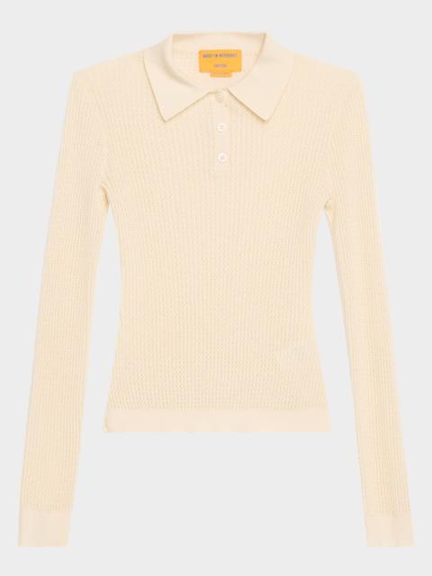 GUEST IN RESIDENCE Shrunken Long-Sleeve Cashmere Polo