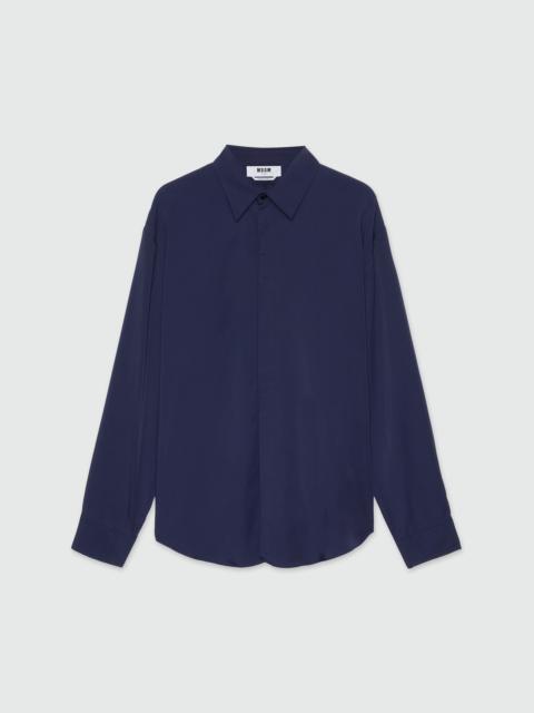MSGM Navy blue fluid viscose shirt