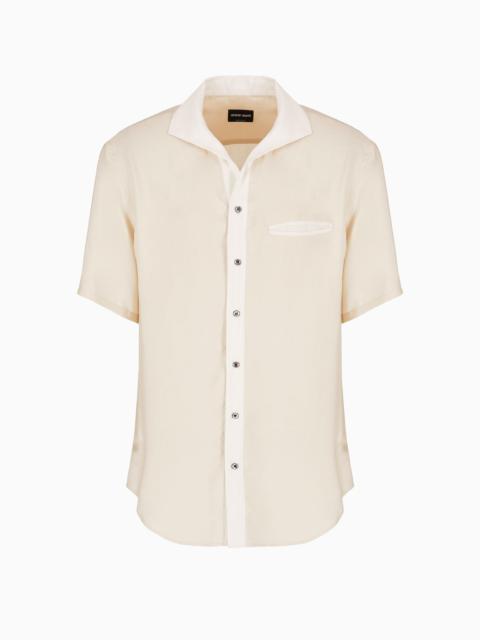 GIORGIO ARMANI Short-sleeved, Lyocell and silk shirt