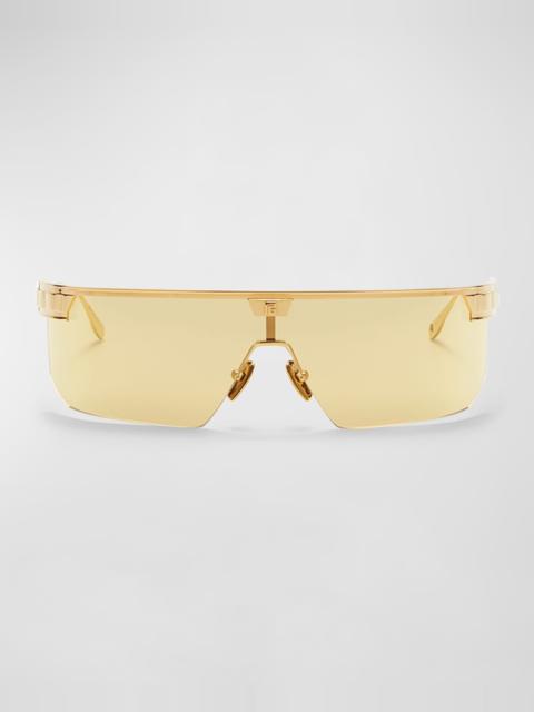 Balmain Major LTD Half-Rimmed Titanium Shield Sunglasses