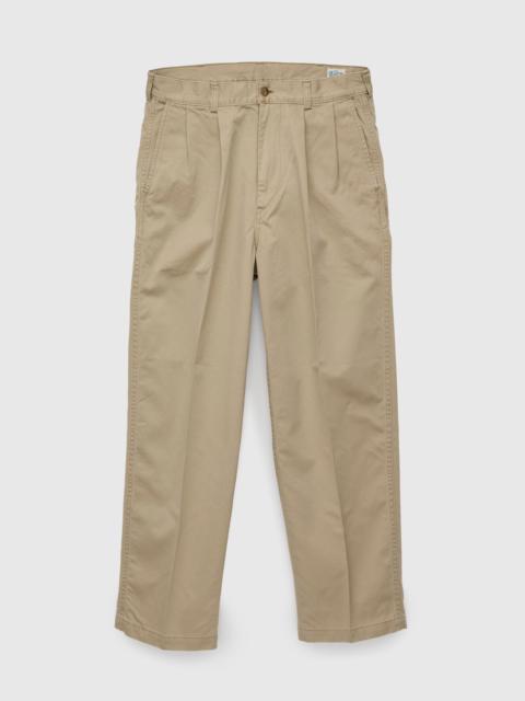 orSlow Two Tuck Wide Trousers in Khaki