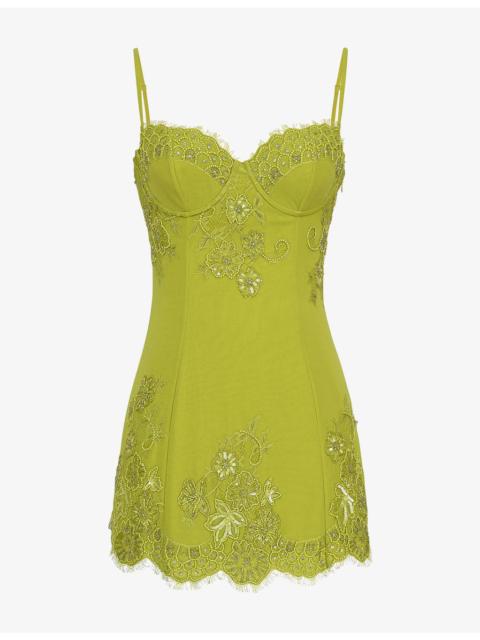 House of CB Soraya Lace-Trim Satin Mini Dress