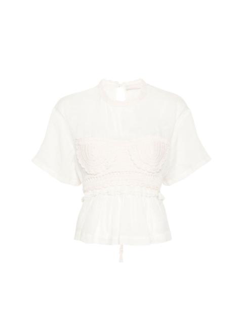 ULLA JOHNSON Cari crochet-panelling blouse