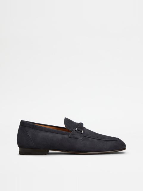 Tod's LOAFERS IN PASHMY SUEDE - BLUE
