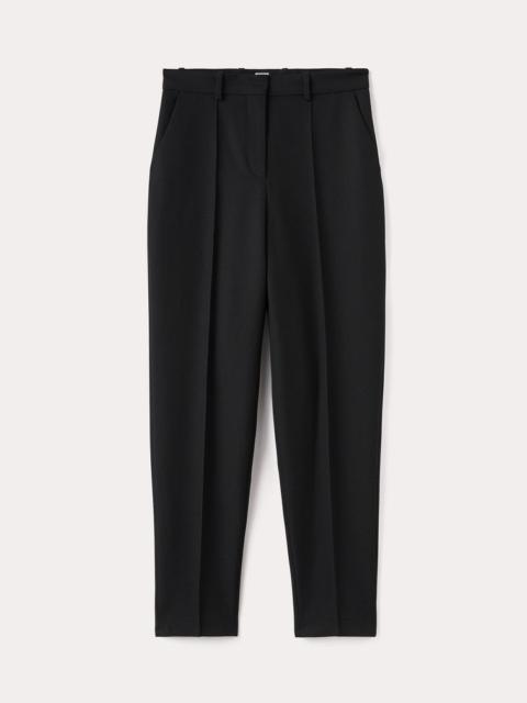 Sewn pleat wool-blend trousers black