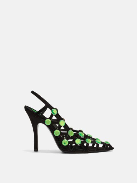 ''GRID'' SLINGBACK  BLACK AND FLUO GREEN