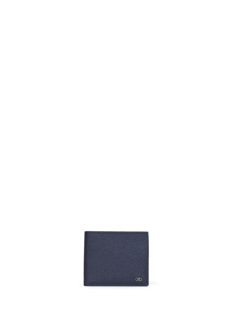 FERRAGAMO Dark navy blue hammered calfskin Gancini wallet