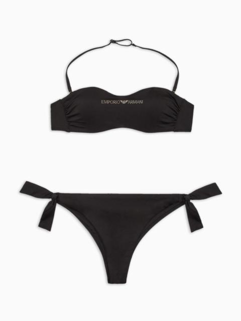 EMPORIO ARMANI Lycra padded bandeau bikini with micro-studded logo