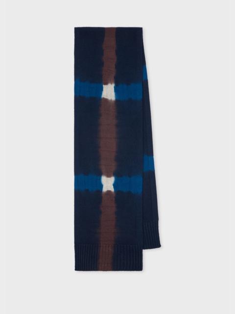 Paul Smith Navy Tie-Dye Merino Wool Scarf