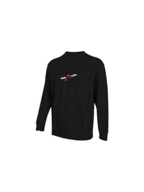Jordan Men's Jordan Alphabet Embroidered Printing Breathable Sports Round Neck Long Sleeves Autumn Black T-
