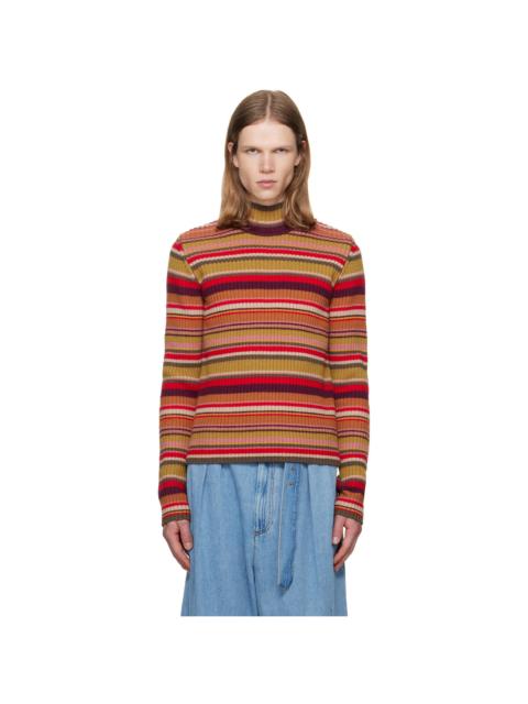 Dries Van Noten Multicolor Ribbed Wool Turtleneck
