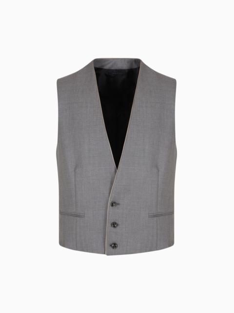 GIORGIO ARMANI SINGLE-BREASTED WAISTCOAT IN VIRGIN WOOL AND CASHMERE