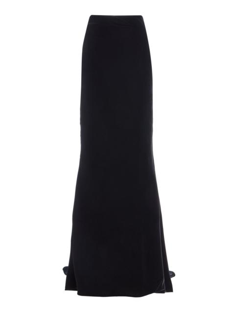 CAROLINA HERRERA Train-Detailed Velvet Maxi Skirt black