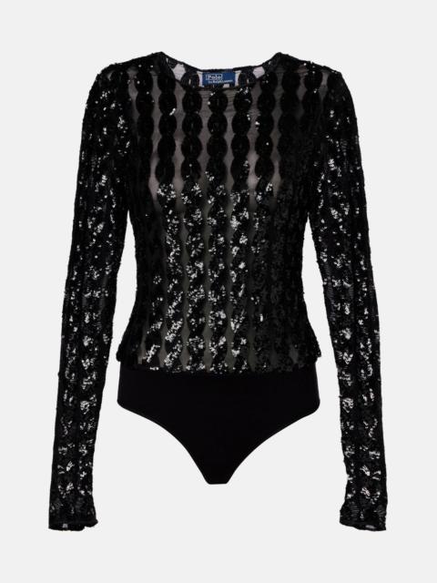 Polo Ralph Lauren Sequined mesh and jersey bodysuit