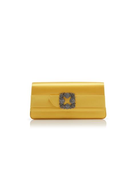 Manolo Blahnik Yellow Satin Jewel Buckle Clutch