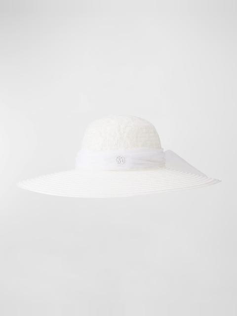 MAISON MICHEL Large-Brim Blanche Bridal Hat