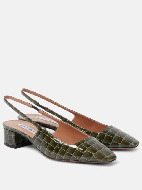 AQUAZZURA Ginza 35 croc-effect leather slingback pumps