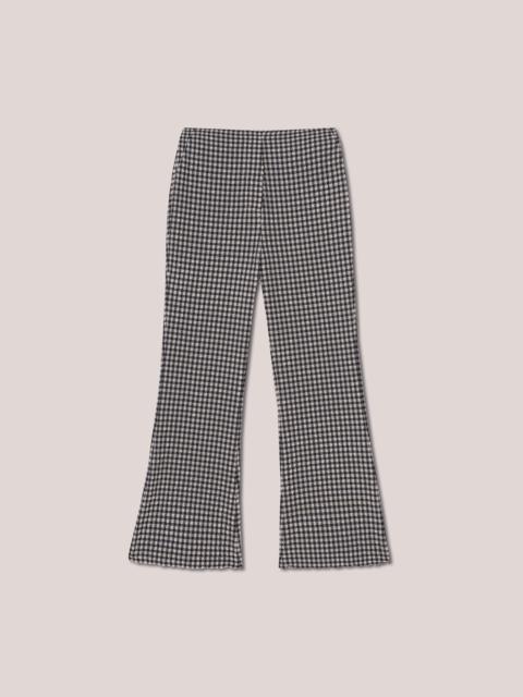 Nanushka TESA - Slim leg cropped kick flare seersucker check trouser - Navy/Creme