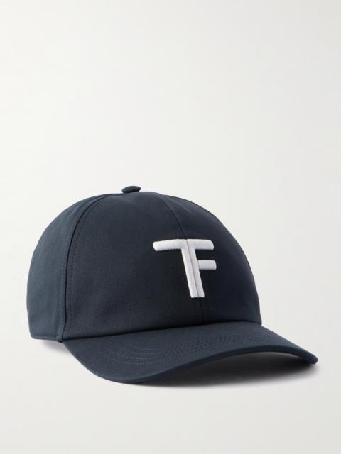 TOM FORD Logo-Embroidered Leather-Trimmed Cotton-Twill Baseball Cap