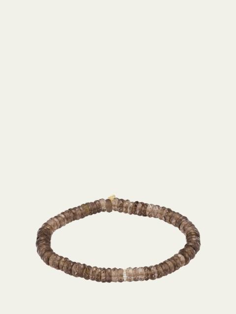 SYDNEY EVAN Diamond Rondelle & Faceted Smokey Topaz Bead Bracelet