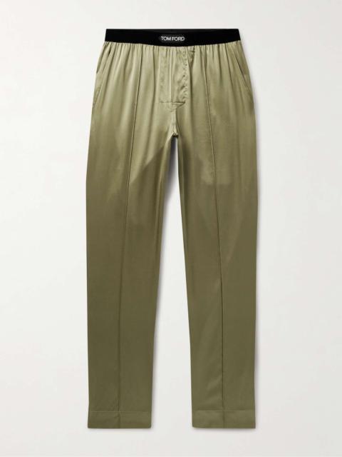 Tom Ford Velvet Trimmed Stretch Silk Satin Pyjama Trousers Reversible 4226