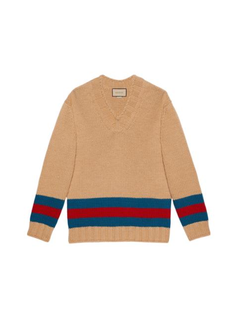 GUCCI Fine wool sweater with Web