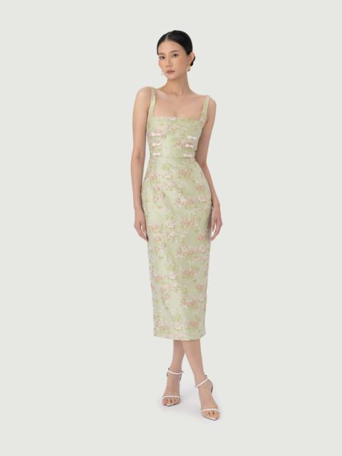 SAU LEE ALICE BROCADE MIDI DRESS