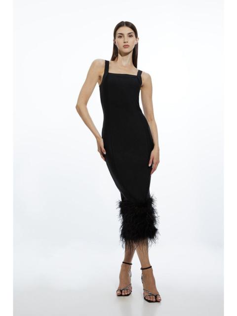 KAREN MILLEN Figure Form Bandage Feather Hem Knit Midi Dress