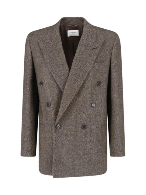 SAINT LAURENT DOUBLE-BREASTED WOOL BLAZER