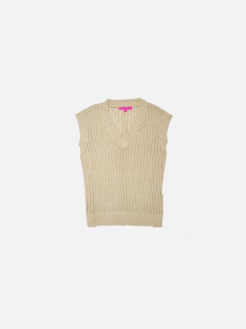 The Elder Statesman WHEAT WOMEN'S RELAXED V-NECK VEST