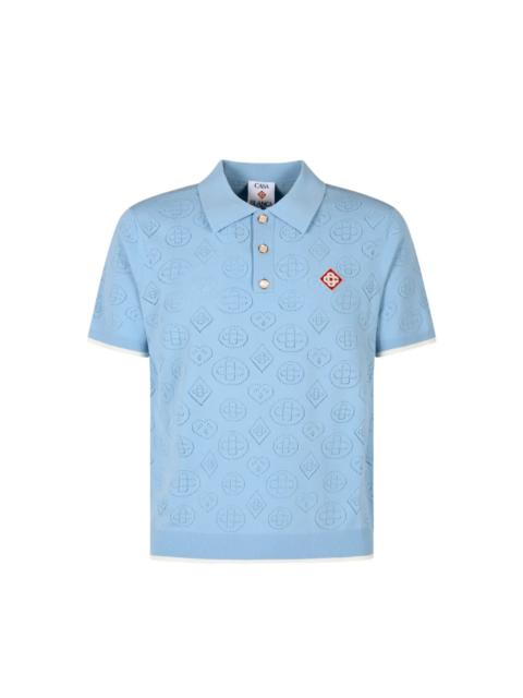 CASABLANCA LOGO-PATCH POINTELLE POLO SHIRT