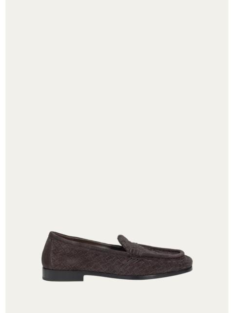Bottega Veneta Silenzio Intrecciato Supple Suede Loafers