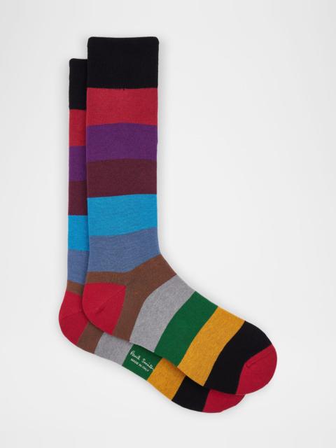 Paul Smith Men's Jonathan Bold Stripe Crew Socks