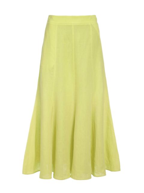 GABRIELA HEARST Tate Skirt in Fluorescent Yellow Aloe Linen