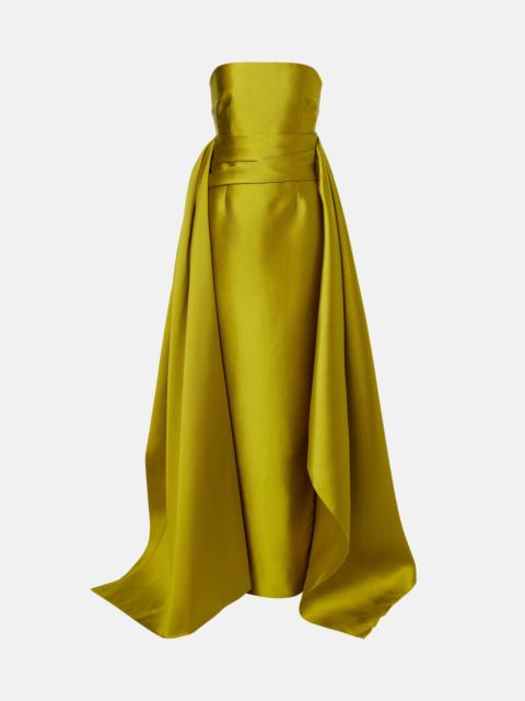 SOLACE LONDON Draped strapless satin gown