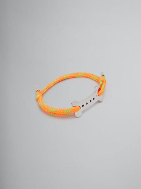 Marni ORANGE SHOELACE BRACELET WITH BONE PLAQUE