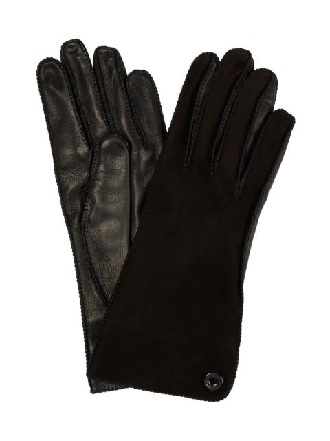 Suede and leather gloves