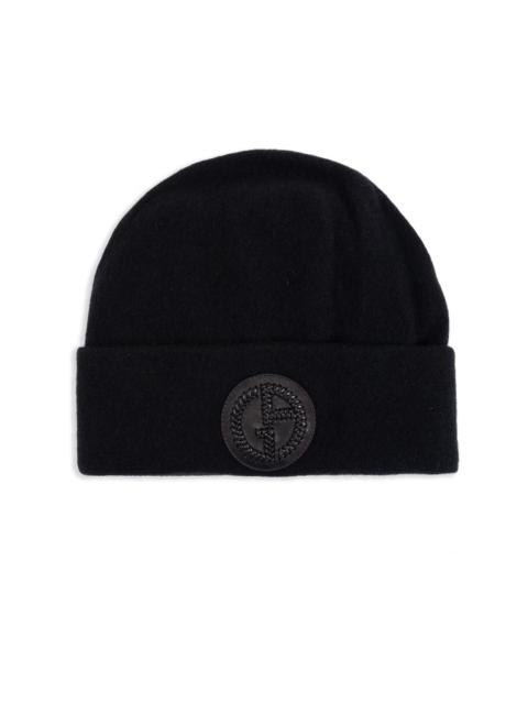 GIORGIO ARMANI logo-patch cashmere-knit beanie