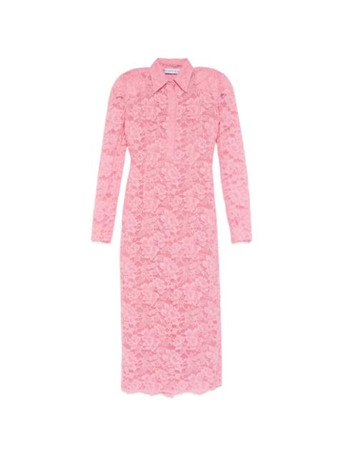 ROWEN ROSE floral-lace polo-collar dress