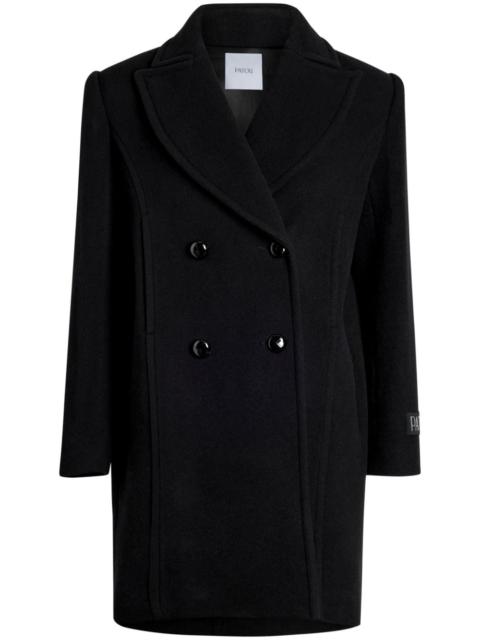 PATOU logo-patch recycled wool coat