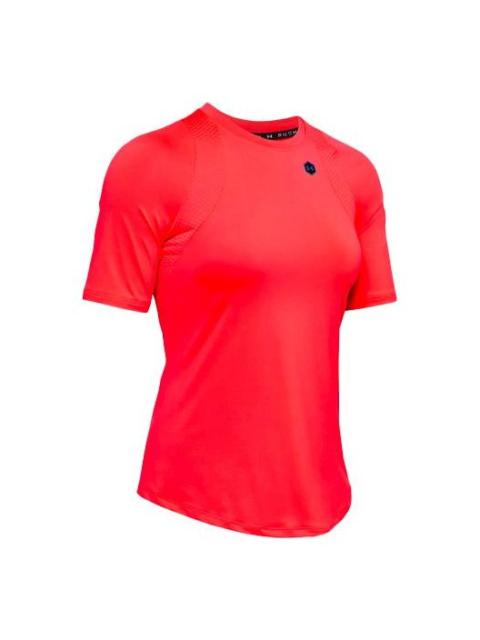 Under Armour (WMNS) Under Armour Rush Training Sports Splicing Breathable Short Sleeve Red 1355583-628