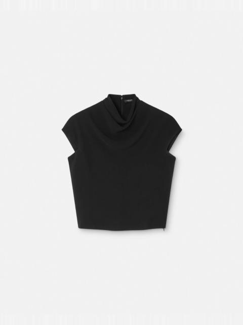 VERSACE Cady Draped-Neck Top