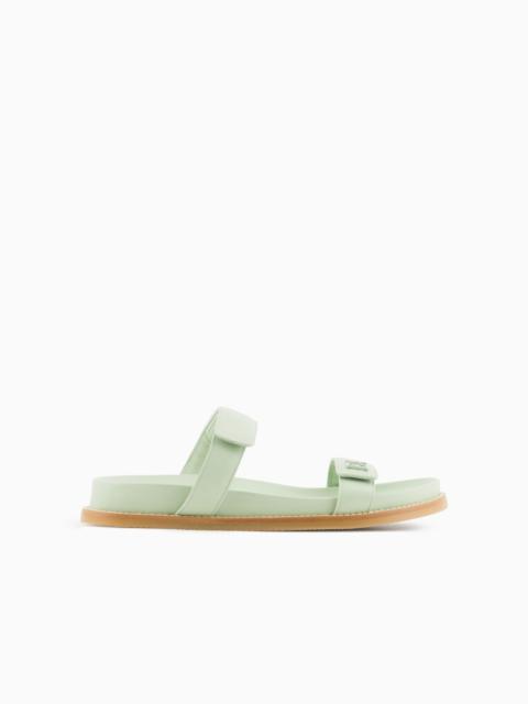 EMPORIO ARMANI Double-band sandals in nappa leather with EA logo