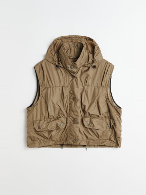 Cropped Exhale Puffa Vest Cavalry Olive Aero Nylon