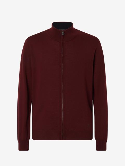 CORNELIANI Burgundy full zip extra fine wool jumper