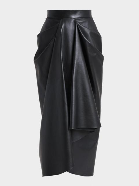 Givenchy Draped Leather Midi Skirt